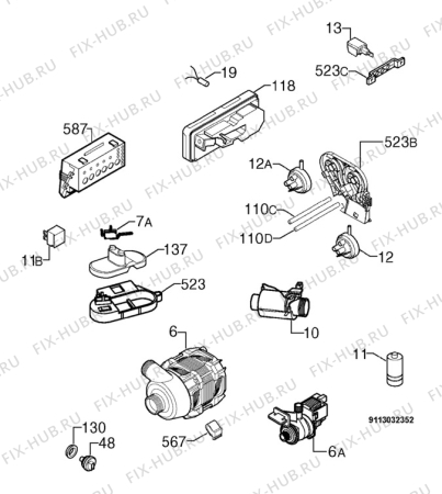 Взрыв-схема посудомоечной машины Privileg 707424_11187 - Схема узла Electrical equipment 268